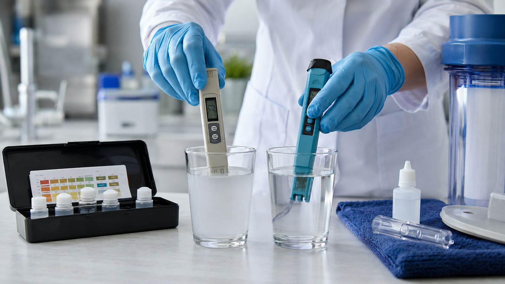 Pruebas comparativas de calidad del agua con medidores